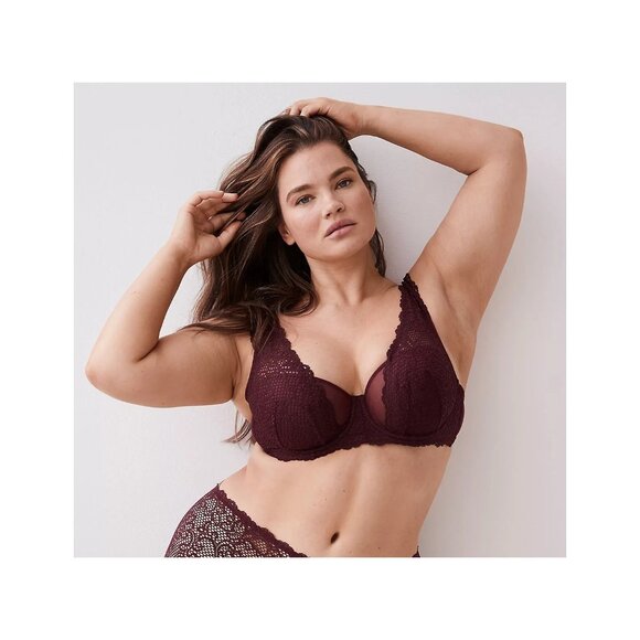 Lane Bryant Cacique Unlined Layered Cap Sleeve Balconette Bra 46C - Picture 1 of 5